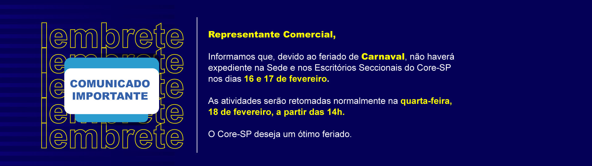 Core-SP | Conselho Regional dos Representantes Comercias do Estado de São Paulo