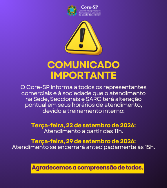 Core-SP | Conselho Regional dos Representantes Comercias do Estado de São Paulo